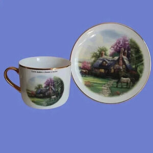 Thomas Kinkade set of cup & saucer summer day